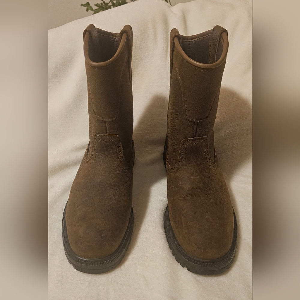 Steel-Toe Brown Leather Work Boots - Waterproof, Slip-Resistant - Picture 4 of 7